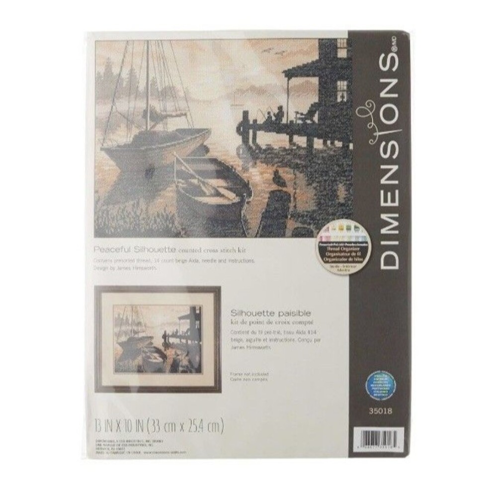 Dimensions Counted Cross Stitch Peaceful Silhouette 35018 Fishing Boat Pier